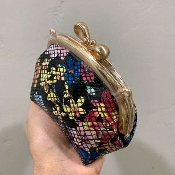 Handmade Genuine Embossed Leather Floral Print Top Handle bag & Small Purse Set - Picture 14 of 16